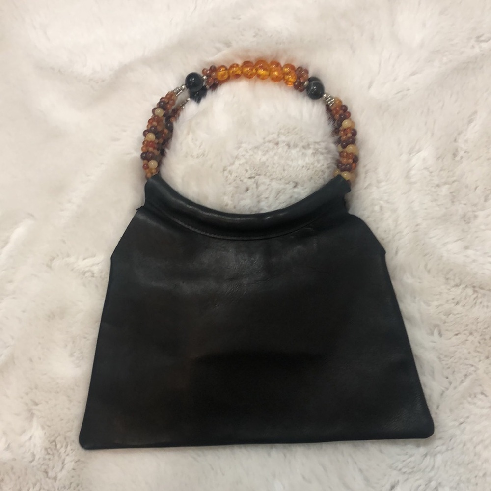 Handcrafted Natural full grain leather beaded purse - Picture 6 of 13